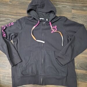 Peloton Full Zip Fleece Hoodie Size XL  Dark Grey Ribbed Detail